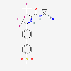 Pentanamide, N-(1-cyanocyclopropyl)-4-fluoro-4-methyl-2-[[(1S)-2,2,2-trifluoro-1-[4-(methylsulfonyl)[1,1-biphenyl]-4-yl]ethyl]amino]-, (2S)-