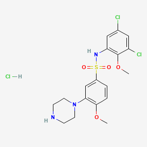 N-(3,5-Dichloro-2-methoxyphenyl)-4-methoxy-3-(1-piperazinyl)benzenesulfonamide hydrochloride