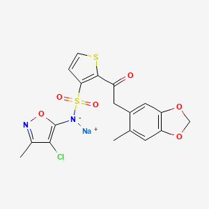 3-Thiophenesulfonamide, N-(4-chloro-3-methyl-5-isoxazolyl)-2-[2-(6-methyl-1,3-benzodioxol-5-yl)acetyl]-, sodium salt (1:1)