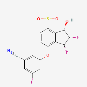 3-(((1S,2S,3R)-2,3-Difluoro-1-hydroxy-7-(methylsulfonyl)-2,3-dihydro-1H-inden-4-yl)oxy)-5-fluorobenzonitrile.png