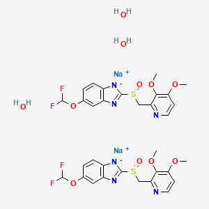 1H-Benzimidazole, 6-(difluoromethoxy)-2-[[(3,4-dimethoxy-2-pyridinyl)methyl]sulfinyl]-, sodium salt, hydrate (2:2:3)