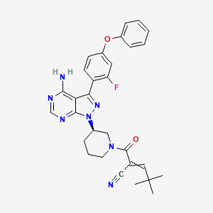 2-[(3R)-3-[4-Amino-3-(2-fluoro-4-phenoxyphenyl)pyrazolo[3,4-d]pyrimidin-1-yl]piperidine-1-carbonyl]-4,4-dimethylpent-2-enenitrile.png
