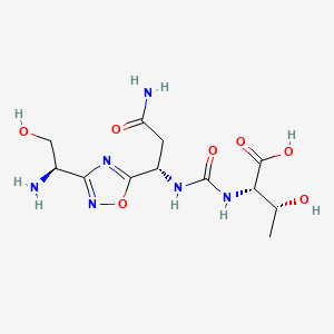 (2S,3R)-2-[[(1S)-3-Amino-1-[3-[(1R)-1-amino-2-hydroxyethyl]-1,2,4-oxadiazol-5-yl]-3-oxopropyl]carbamoylamino]-3-hydroxybutanoic acid.png