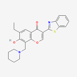 4H-1-Benzopyran-4-one, 3-(2-benzothiazolyl)-6-ethyl-7-hydroxy-8-(1-piperidinylmethyl)-