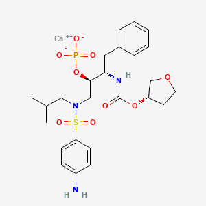 Carbamic acid, N-[(1S,2R)-3-[[(4-aminophenyl)sulfonyl](2-methylpropyl)amino]-1-(phenylmethyl)-2-(phosphonooxy)propyl]-, (3S)-tetrahydro-3-furanyl ester, calcium salt (1:1)