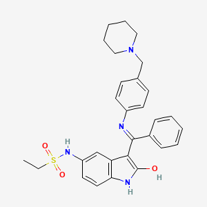 	(Z)-N-(2-oxo-3-(phenyl(4-(piperidin-1-ylmethyl)phenylamino)methylene)indolin-5-yl)ethanesulfonamide