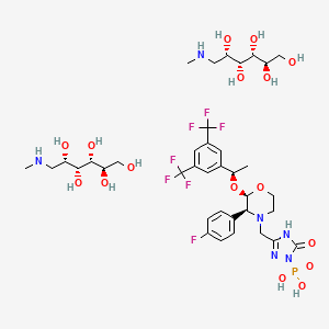 D-Glucitol, 1-deoxy-1-(methylamino)-, [3-[[(2R,3S)-2-[(1R)-1-[3,5-bis(trifluoromethyl)phenyl]ethoxy]-3-(4-fluorophenyl)-4-morpholinyl]methyl]-2,5-dihydro-5-oxo-1H-1,2,4-triazol-1-yl]phosphonate (2:1)