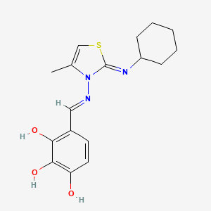 1,2,3-Benzenetriol, 4-[[[2-(cyclohexylimino)-4-methyl-3(2H)-thiazolyl]imino]methyl]-