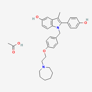 	acetic acid;1-[[4-[2-(azepan-1-yl)ethoxy]phenyl]methyl]-2-(4-hydroxyphenyl)-3-methylindol-5-ol