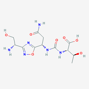 (2S,3S)-2-[[(1S)-3-Amino-1-[3-[(1S)-1-amino-2-hydroxyethyl]-1,2,4-oxadiazol-5-yl]-3-oxopropyl]carbamoylamino]-3-hydroxybutanoic acid.png