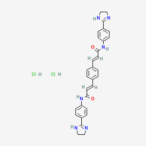 (E)-3-[4-[(E)-3-[4-(4,5-dihydro-1H-imidazol-2-yl)anilino]-3-oxoprop-1-enyl]phenyl]-N-[4-(4,5-dihydro-1H-imidazol-2-yl)phenyl]prop-2-enamide;hydrate;dihydrochloride