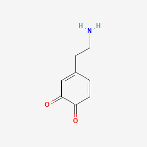 Molecular formula of dopamine. Dopamine is a chemical naturally