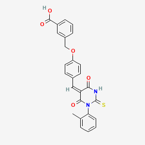 Benzoic acid, 3-[[4-[[tetrahydro-1-(2-methylphenyl)-4,6-dioxo-2-thioxo-5(2H)-pyrimidinylidene]methyl]phenoxy]methyl]-