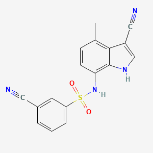 	3-cyano-N-(3-cyano-4-methyl-1H-indol-7-yl)benzenesulfonamide