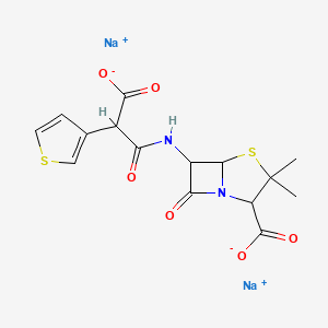 4-Thia-1-azabicyclo[3.2.0]heptane-2-carboxylic acid, 6-[[(2R)-2-carboxy-2-(3-thienyl)acetyl]amino]-3,3-dimethyl-7-oxo-, sodium salt (1:2), (2S,5R,6R)-