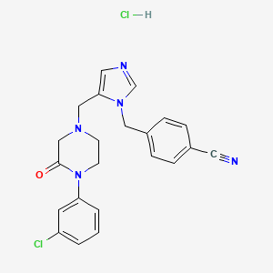 	4-((5-((4-(3-chlorophenyl)-3-oxopiperazin-1-yl)methyl)-1H-imidazol-1-yl)methyl)benzonitrile hydrochloride