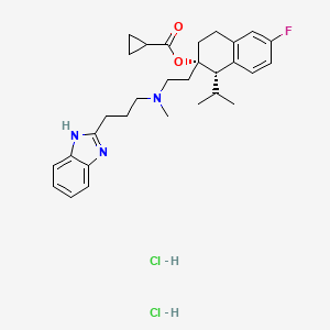 Cyclopropanecarboxylic acid, (1S,2S)-2-[2-[[3-(1H-benzimidazol-2-yl)propyl]methylamino]ethyl]-6-fluoro-1,2,3,4-tetrahydro-1-(1-methylethyl)-2-naphthalenyl ester, hydrochloride (1:2)