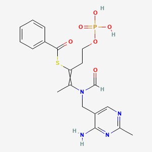 Benzenecarbothioic acid, S-[2-[[(4-amino-2-methyl-5-pyrimidinyl)methyl]formylamino]-1-[2-(phosphonooxy)ethyl]-1-propen-1-yl] ester