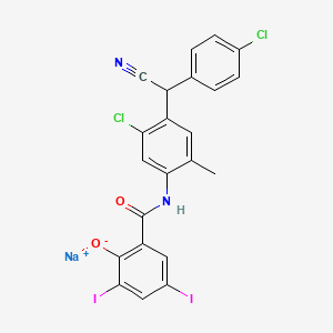 Benzamide, N-[5-chloro-4-[(4-chlorophenyl)cyanomethyl]-2-methylphenyl]-2-hydroxy-3,5-diiodo-, sodium salt (1:1)