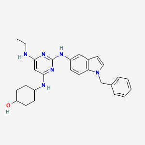 	trans-?4-?[[6-?(ethylamino)-?2-?[[1-?(phenylmethyl)-?1H-?indol-?5-?yl]amino]-?4-?pyrimidinyl]amino]-?cyclohexanol