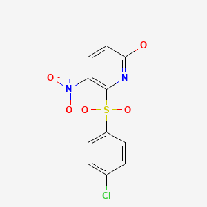 	2-((4-chlorophenyl)sulfonyl)-6-methoxy-3-nitropyridine