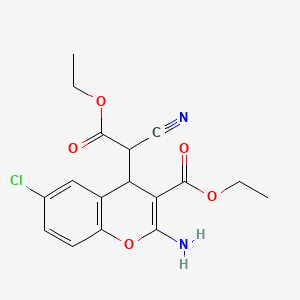 	2-Amino-6-chloro-α-cyano-3-(ethoxycarbonyl)-4H-1-benzopyran-4-acetic acid ethyl ester