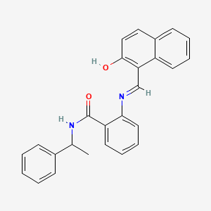 	2-[[(2-hydroxy-1-naphthalenyl)methylene]amino]-N-(1-phenylethyl)-benzamide