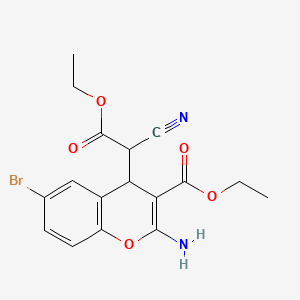 	(R)-ethyl 2-amino-6-bromo-4-((R)-1-cyano-2-ethoxy-2-oxoethyl)-4H-chromene-3-carboxylate