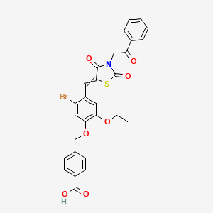 Benzoic acid, 4-[[5-bromo-4-[[2,4-dioxo-3-(2-oxo-2-phenylethyl)-5-thiazolidinylidene]methyl]-2-ethoxyphenoxy]methyl]-