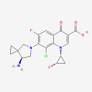 3-Quinolinecarboxylic acid, 7-[(7S)-7-amino-5-azaspiro[2.4]hept-5-yl]-8-chloro-6-fluoro-1-[(1R,2S)-2-fluorocyclopropyl]-1,4-dihydro-4-oxo-, hydrate (2:3)