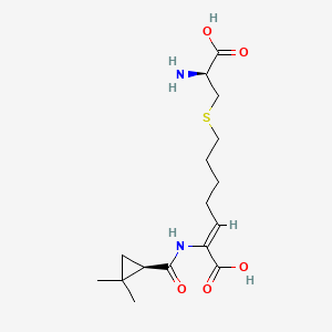 (Z)-7-[(2S)-2-Amino-2-carboxyethyl]sulfanyl-2-[[(1R)-2,2-dimethylcyclopropanecarbonyl]amino]hept-2-enoic acid.png