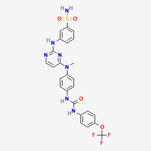 	3-((4-(methyl(4-(3-(4-(trifluoromethoxy)phenyl)ureido)phenyl)amino)pyrimidin-2-yl)amino)benzenesulfonamide