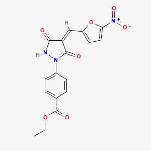 Benzoicacid,4-[4-[(5-nitro-2-furanyl)methylene]-3,5-dioxo-1-pyrazolidinyl]-,ethylester