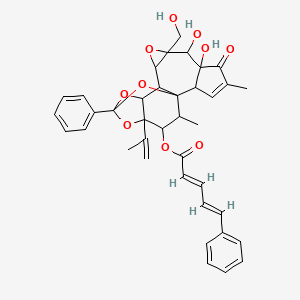 6 7 Dihydroxy 8 Hydroxymethyl 4 18 Dimethyl 5 Oxo 14 Phenyl 16 Prop 1 En 2 Yl 9 13 15 19 Tetraoxahexacyclo 12 4 1 01 11 02 6 08 10 012 16 Nonadec 3 En 17 Yl 2e 4e 5 Phenylpenta 2 4 Dienoate C38h38o10 Pubchem