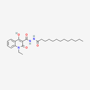 3-Quinolinecarboxylic acid, 1-ethyl-1,2-dihydro-4-hydroxy-2-oxo-, 2-(1-oxotridecyl)hydrazide