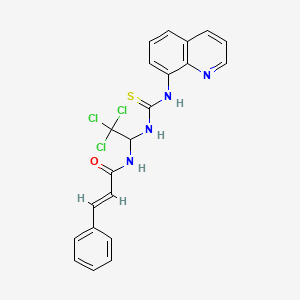 2-Propenamide, 3-phenyl-N-[2,2,2-trichloro-1-[[(8-quinolinylamino)thioxomethyl]amino]ethyl]-, (2E)-