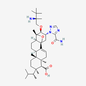 (1R,5S,6R,7R,10R,11R,14R,15S,20R,21R)-21-[(2R)-2-Amino-2,3,3-trimethylbutoxy]-20-(5-carbamoyl-1,2,4-triazol-1-yl)-5,7,10,15-tetramethyl-7-[(2R)-3-methylbutan-2-yl]-17-oxapentacyclo[13.3.3.01,14.02,11.05,10]henicos-2-ene-6-carboxylic acid.png
