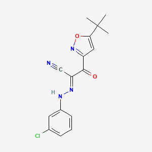 	(E)-3-(5-tert-butylisoxazol-3-yl)-2-(2-(3-chlorophenyl)hydrazono)-3-oxopropanenitrile