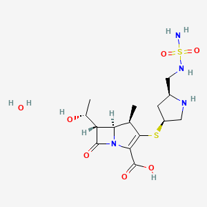 1-Azabicyclo[3.2.0]hept-2-ene-2-carboxylic acid, 3-[[(3S,5S)-5-[[(aminosulfonyl)amino]methyl]-3-pyrrolidinyl]thio]-6-[(1R)-1-hydroxyethyl]-4-methyl-7-oxo-, hydrate