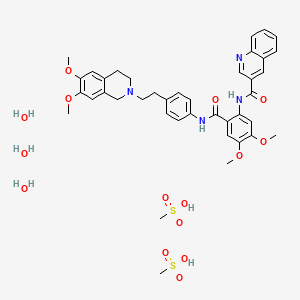 3-Quinolinecarboxamide, N-[2-[[[4-[2-(3,4-dihydro-6,7-dimethoxy-2(1H)-isoquinolinyl)ethyl]phenyl]amino]carbonyl]-4,5-dimethoxyphenyl]-, methanesulfonate, hydrate (1:2:3)