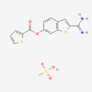 2-Thiophenecarboxylic acid, 2-(aminoiminomethyl)benzo[b]thiophen-6-yl ester, methanesulfonate (1:1)