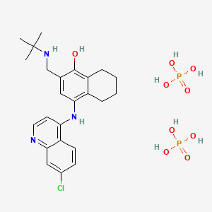 1-Naphthalenol, 4-[(7-chloro-4-quinolinyl)amino]-2-[[(1,1-dimethylethyl)amino]methyl]-5,6,7,8-tetrahydro-, phosphate (1:2) (salt) (9CI)