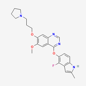 	4-(4-fluoro-2-methyl-1H-indol-5-yloxy)-6-methoxy-7-(3-(pyrrolidin-1-yl)propoxy)quinazoline