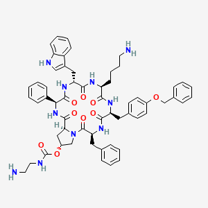 	Cyclo[(2S)-2-phenylglycyl-D-tryptophyl-L-lysyl-O-(phenylmethyl)-L-tyrosyl-L-phenylalanyl-(4R)-4-[[[(2-aminoethyl)amino]carbonyl]oxy]-L-prolyl]